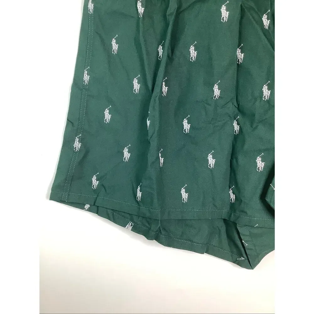Polo Ralph Lauren Men's XL Green Pony Cotton Woven Boxer Shorts D2-6